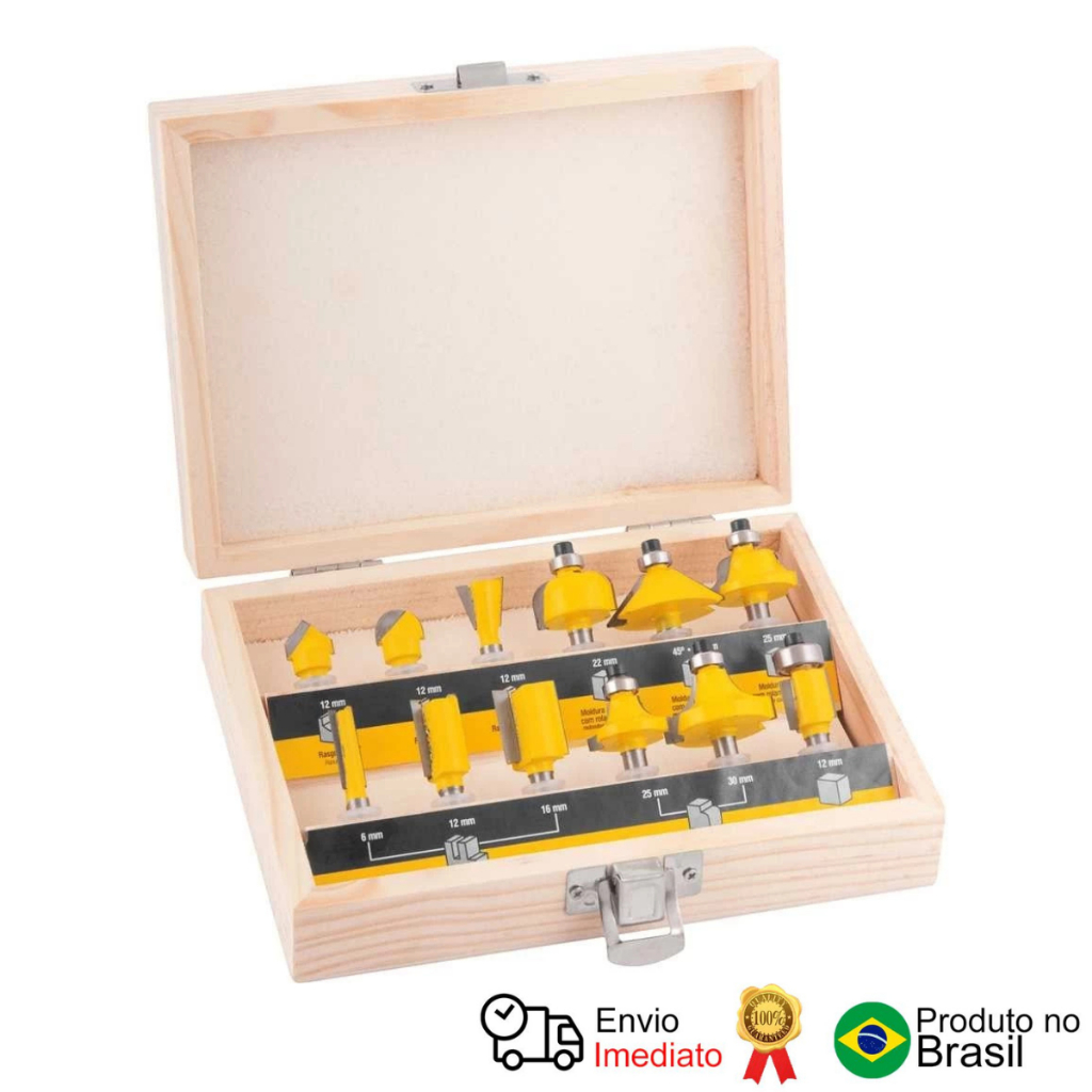 Jogo De Fresas Madeira 12 Peças Metal 6mm Vonder Kit Maleta em Oferta na Shopee