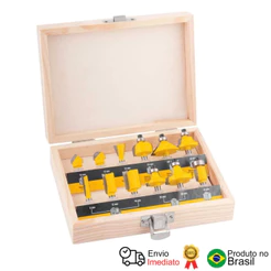 Jogo De Fresas Madeira 12 Peças Metal 6mm Vonder Kit Maleta