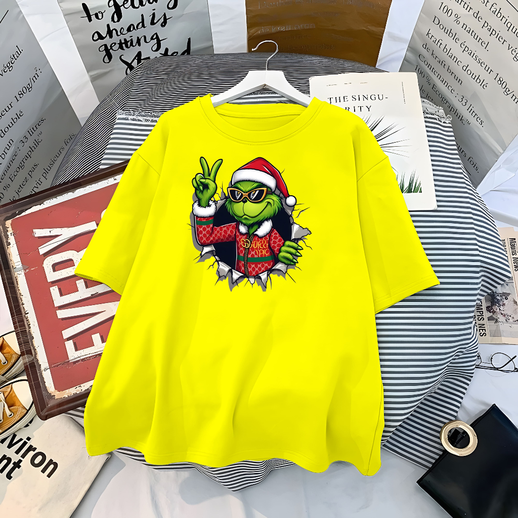 Camiseta Natal Grinch Oversized StreetWear 100% Algodão