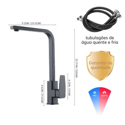 Torneira Gourmet Monocomando Misturador Frio e Quente Luxo Giratória 360°