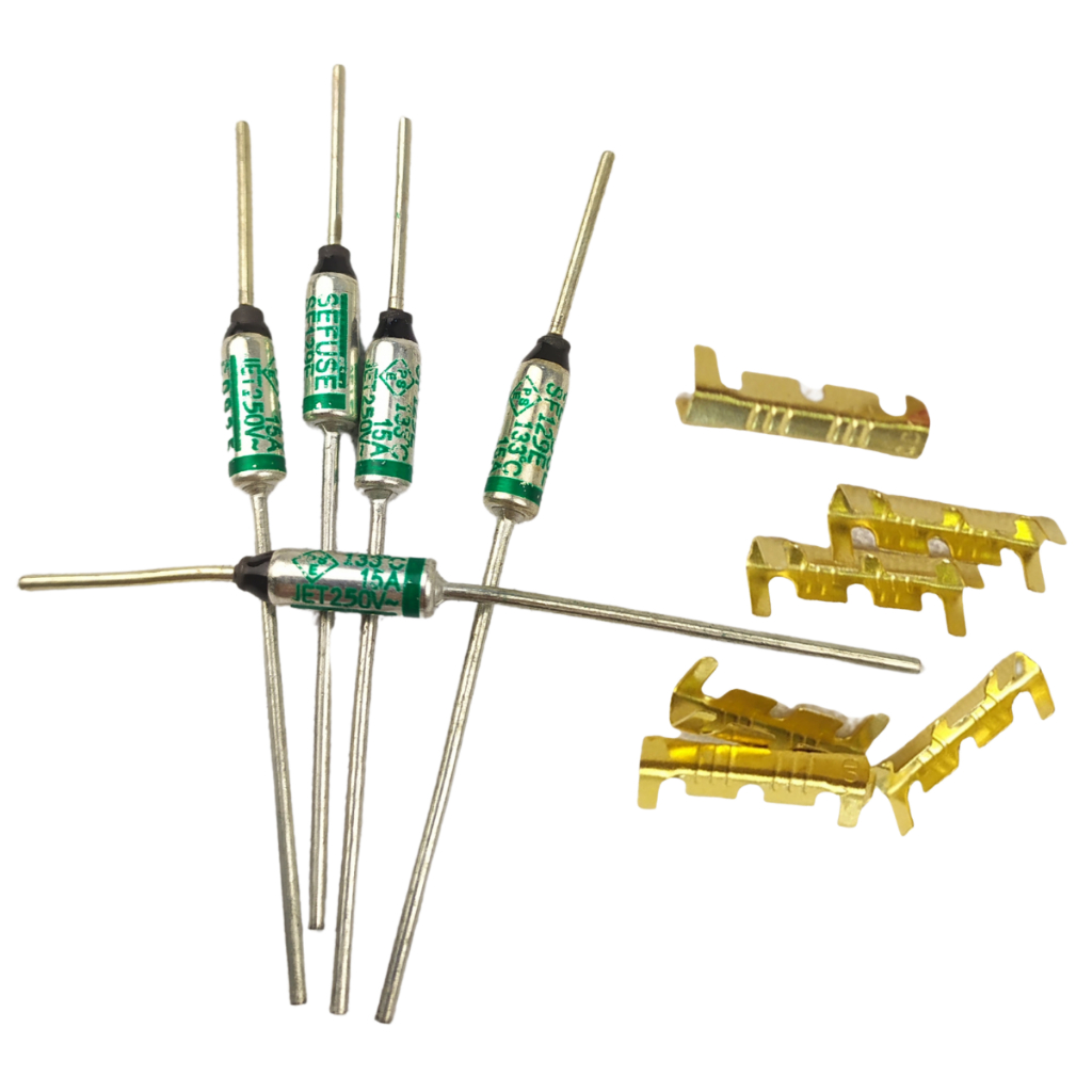 Kit 3x Fusível Térmico 133c 15a 250v + 6 Terminal Luva