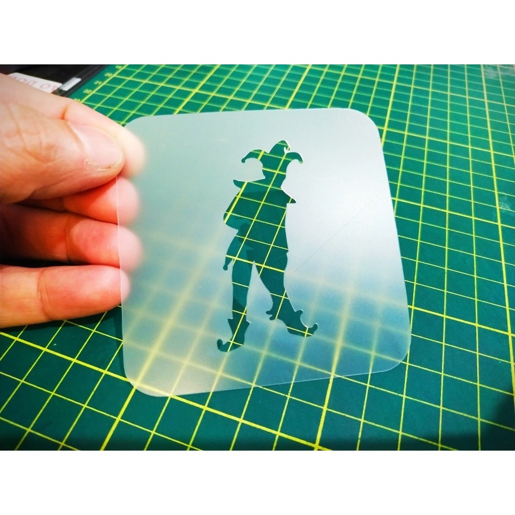 Stencil pequeno coringa Molde Joker + Risada HAHAHA para pinturas e aerografias 6cm