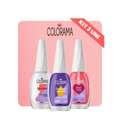 Kit Esmalte Colorama Salva Unha |3 produtos| Base Desamarelador, Finalização Secante, Base Nail Tint