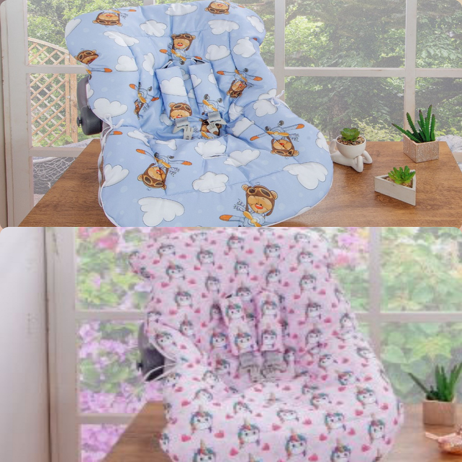 Capa Acolchoada Protetor de Bebê Conforto + Proteção Para Cinto 01 Peça Anti Alérgico Fofinho