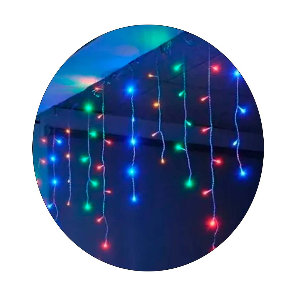 Pisca Pisca Cascata 100 Leds Colorido Com Fio Branco 3 Metros 127V 8 Funções - V8