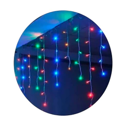 Pisca Pisca Cascata 100 Leds Colorido Com Fio Branco 3 Metros 127V 8 Funções - V8