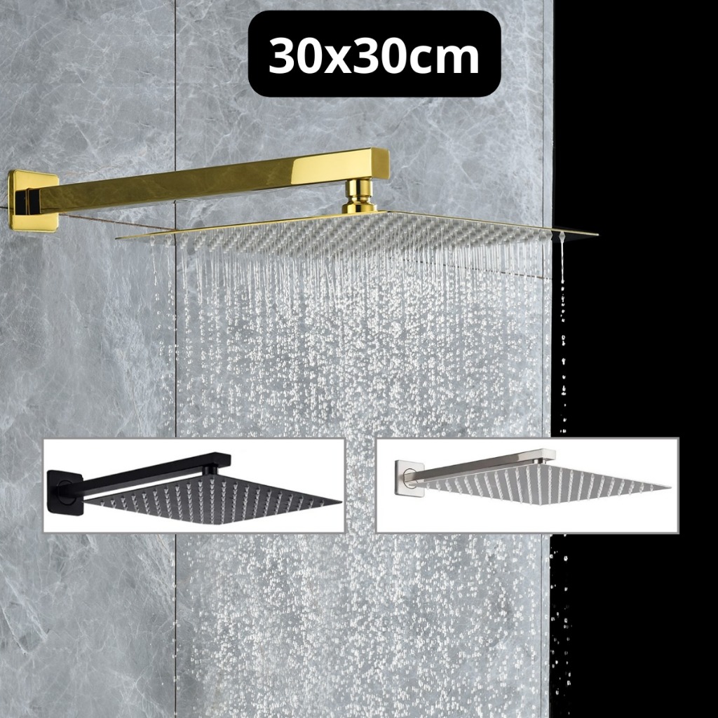 Ducha Inox 304 Chuveiro Luxo Quadrado Furos de Silicone Braço 40cm em Oferta na Shopee