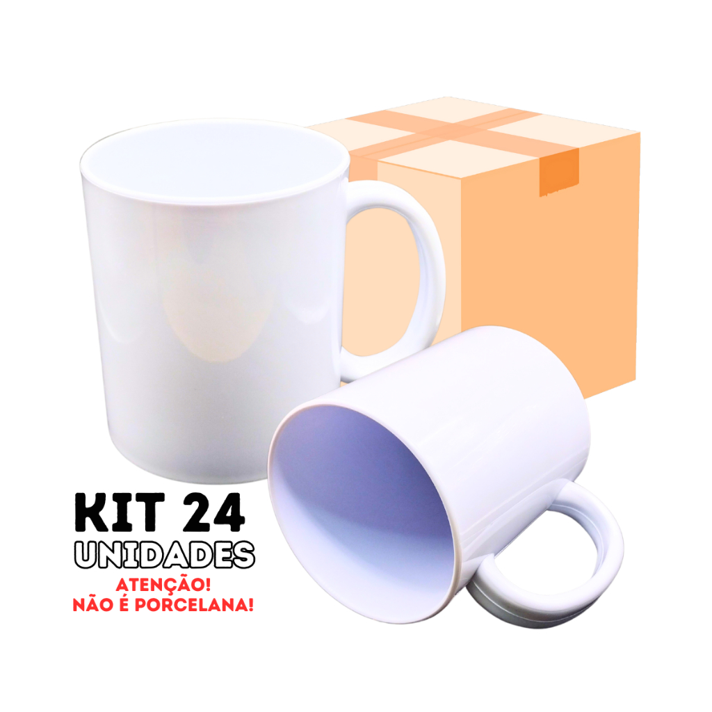 KIT 24 CANECAS DE POLÍMERO PARA SUBLIMAÇÃO PARA ESTAMPAR em Oferta na Shopee