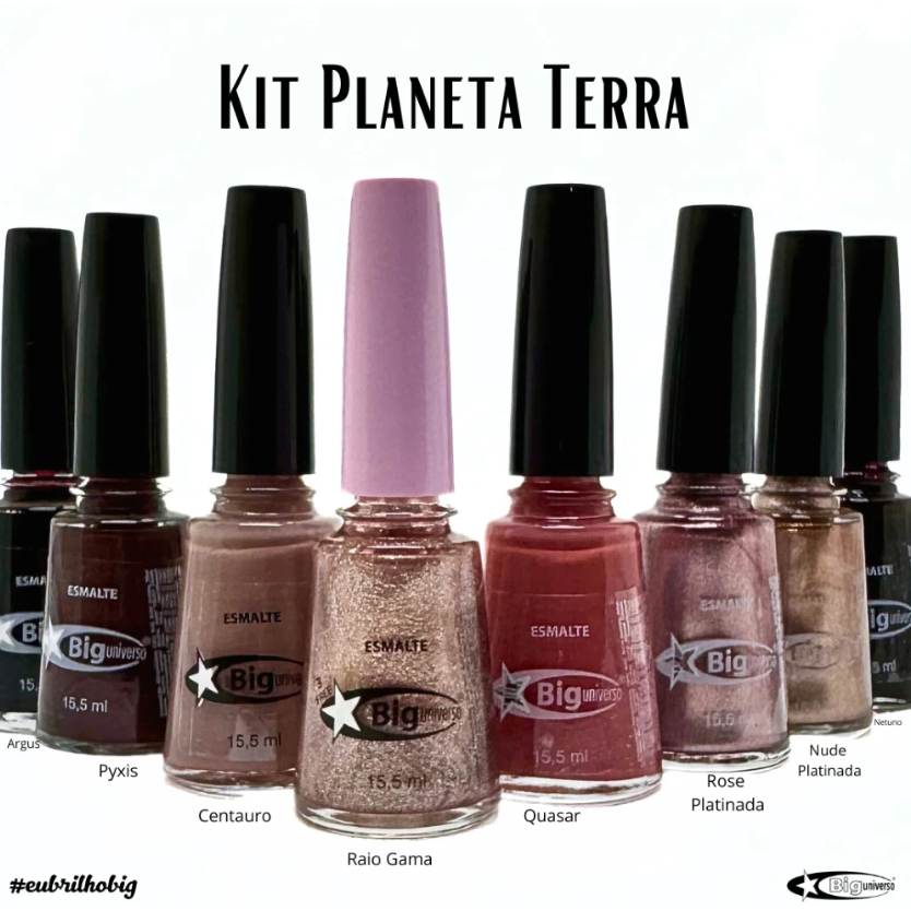 Kit Esmaltes Cremosos Metálicos e Glitter Coleção Planeta Terra 15,5ml Big Universo 8 Cores em Oferta na Shopee