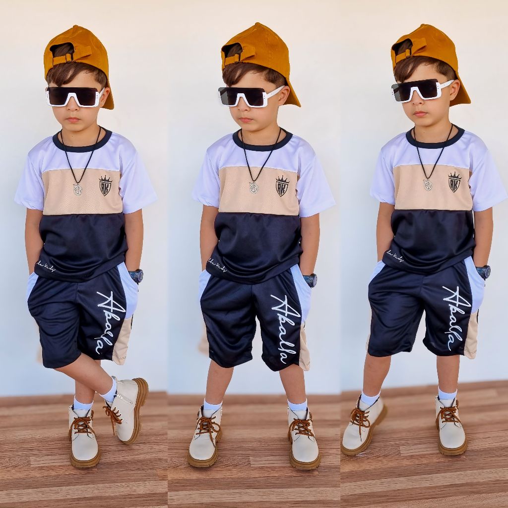 Conjunto Infantil Juvenil Masculino Dri-Fit Duas Peças Camiseta E Bermuda