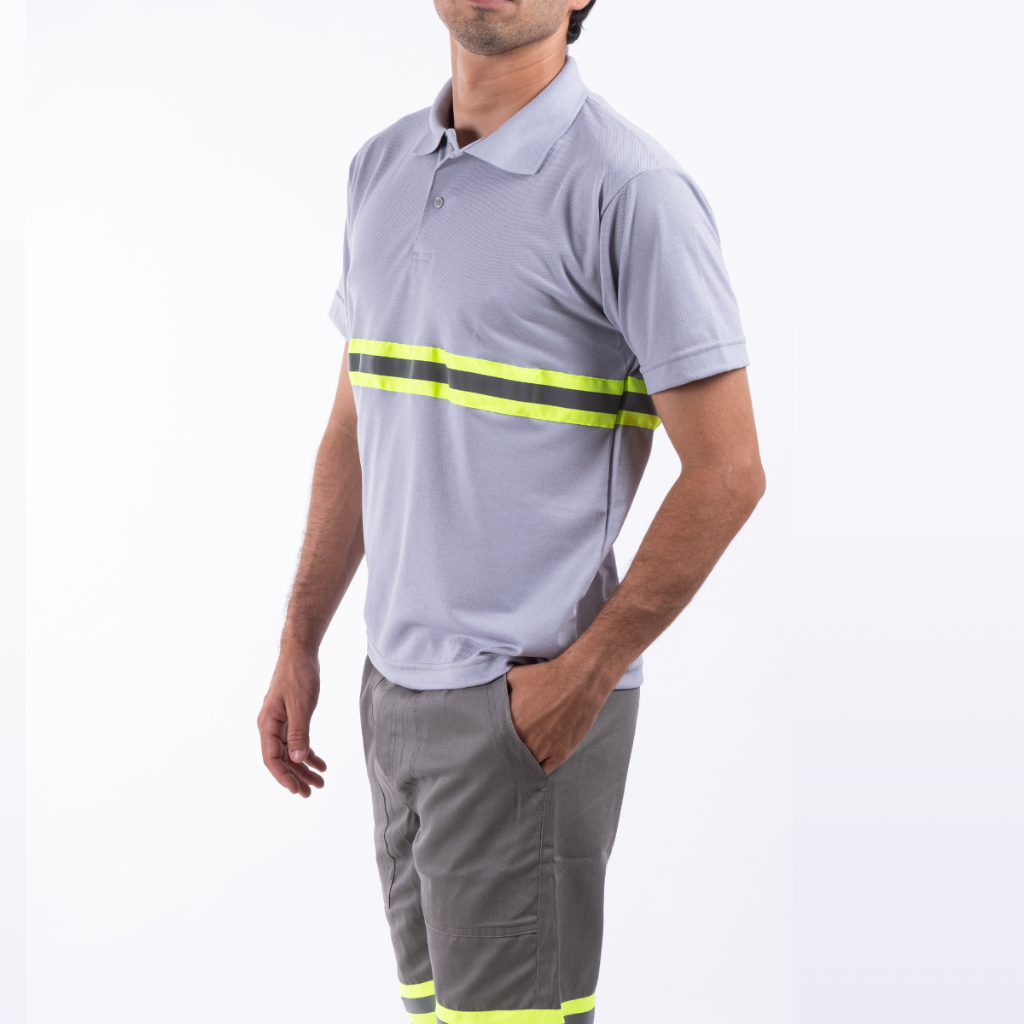 Camisa polo com faixa refletiva MASCULINA uniforme para trabalho Camisa polo