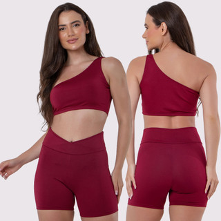 Conjunto Feminino Top Transpassado e Short | Fitness, Conforto e Estilo para Treino