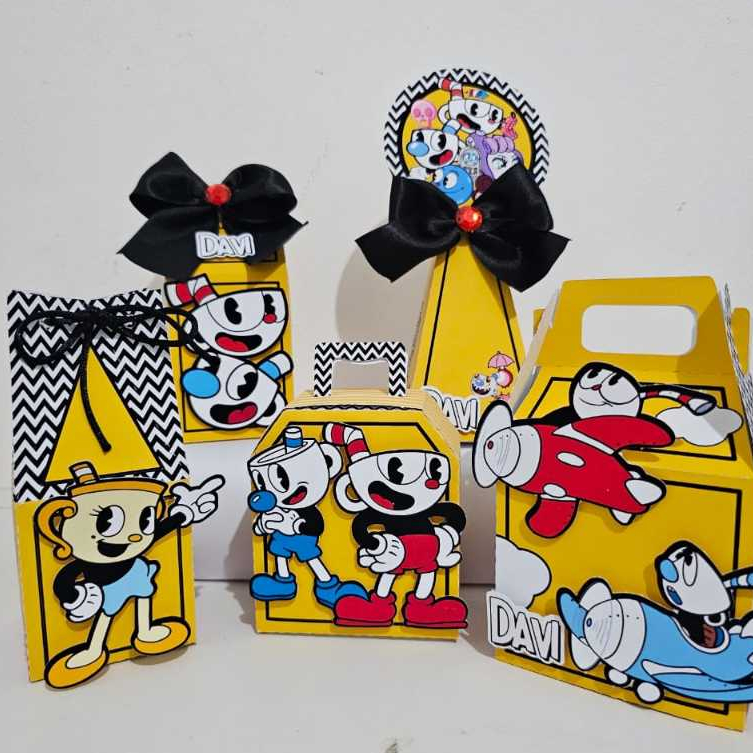 Kit lembrancinha personalizada Cuphead caixinhas scrap