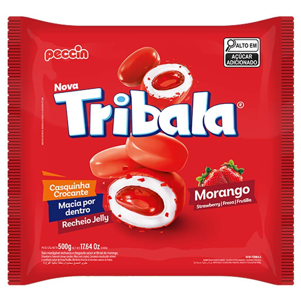 Bala Tribala Recheada Morango 500g - Peccin em Oferta na Shopee