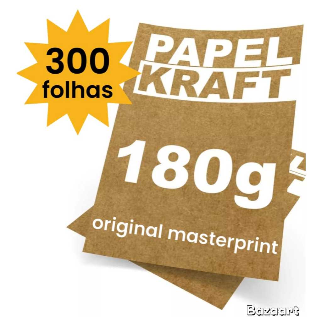 Kit 300 Folhas Papel Kraft A4 180g Artesanato Premium Masterprint