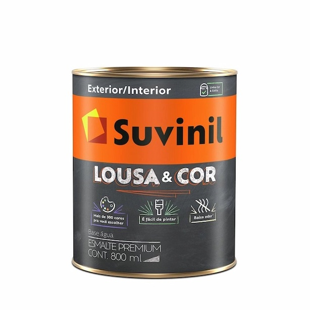 Tinta Lousa e Cor Suvinil 800ml Preto Absoluto e Verde Colegial Tinta Imita Lousa para Criança Desenhar na Parede 800ml - Home & Living