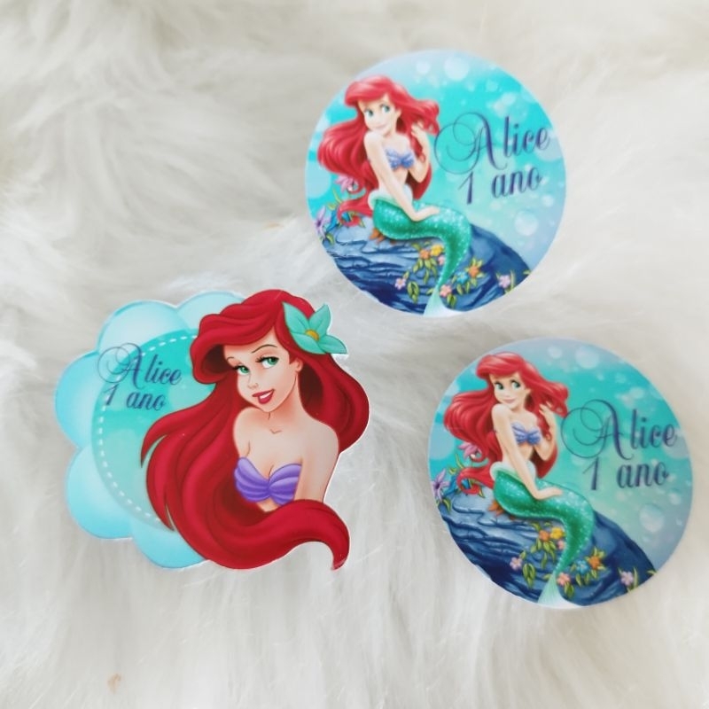 Aplique para tubetes, caixinhas acrílico, latinhas e esfera de acrílico tema sereia personalizado