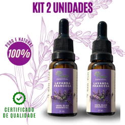 Óleo Essencial de Lavanda Francesa Kit 2 unidades Conta Gotas