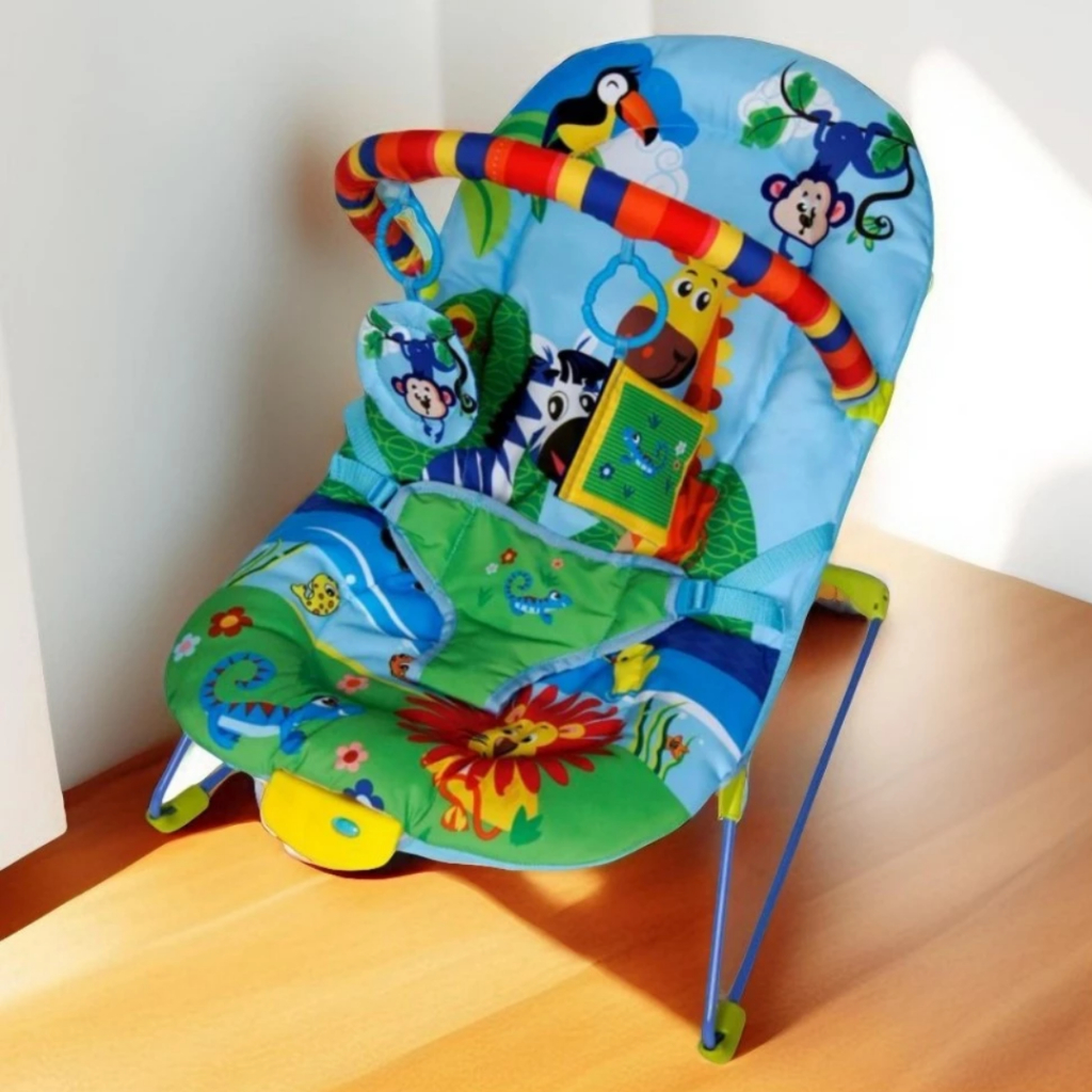 Cadeirinha Infantil De Bebê Vibra E Toca Musica Cadeira Descanso 11 kg Color Baby Azul