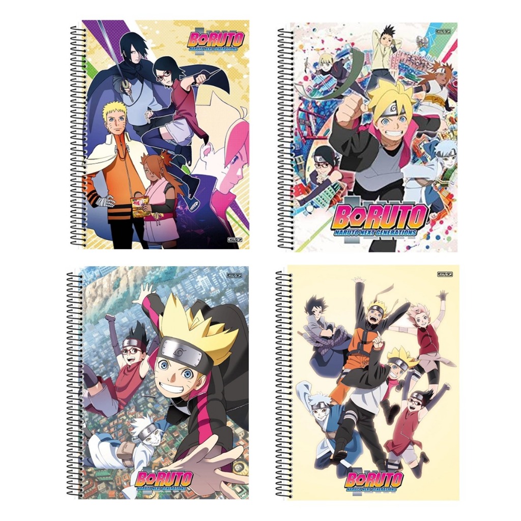 Caderno Naruto Filho Boruto Adesivo 10 Materias 160 Fls Espiral São Domingos