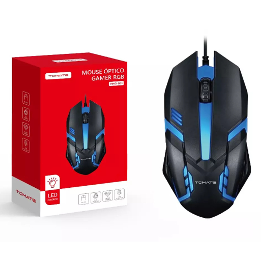 Mouse Óptico Gamer Rgb Tomate Mmo-g03 Led Colorido Iluminação Colorida Vibrante Alta Precisão FPS