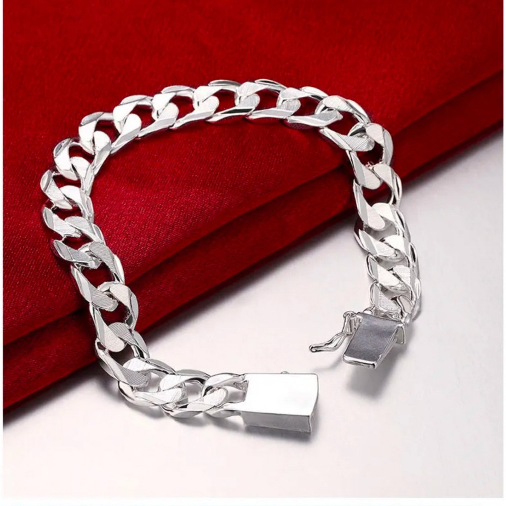 Pulseira Bracelete Prata 925 Maculino banhado Grumet 8mm Garatia e Nota Fiscal em Oferta na Shopee