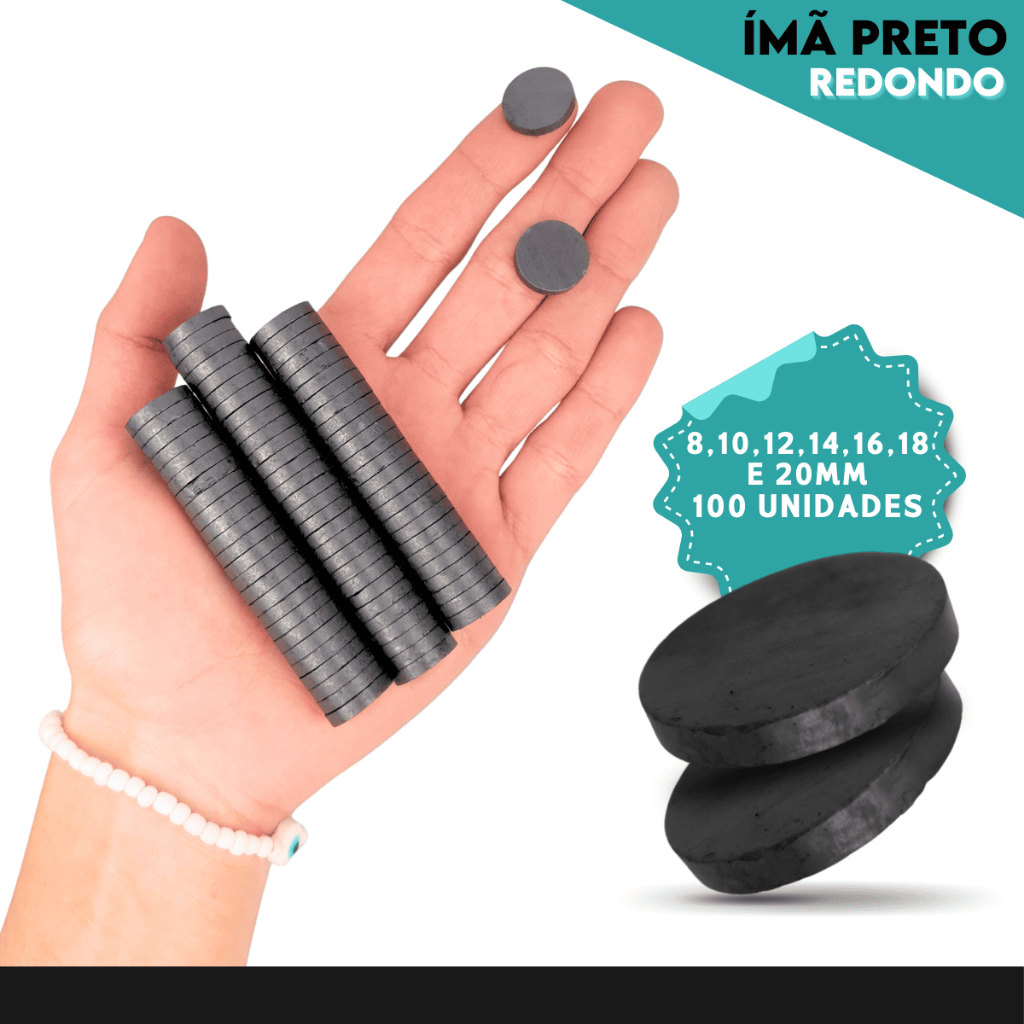 Imã - Kit C/ 100 Unidades - Diversos Tamanhos - CH