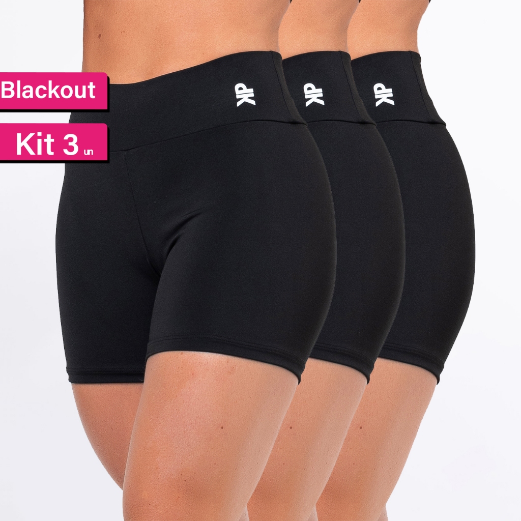 Kit 3 Short Fitness Feminino Blackout Zero Transparência Cintura Alta Biker Boxer Crossfit Corrida em Oferta na Shopee