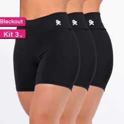 Kit 3 Short Fitness Feminino Blackout Zero Transparência Cintura Alta Biker Boxer Crossfit Corrida