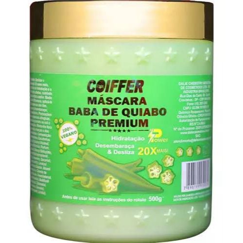 Máscara Baba de Quiabo Premium Coiffer 500g Desembaraçante Hidratação Nutrição Capilar
