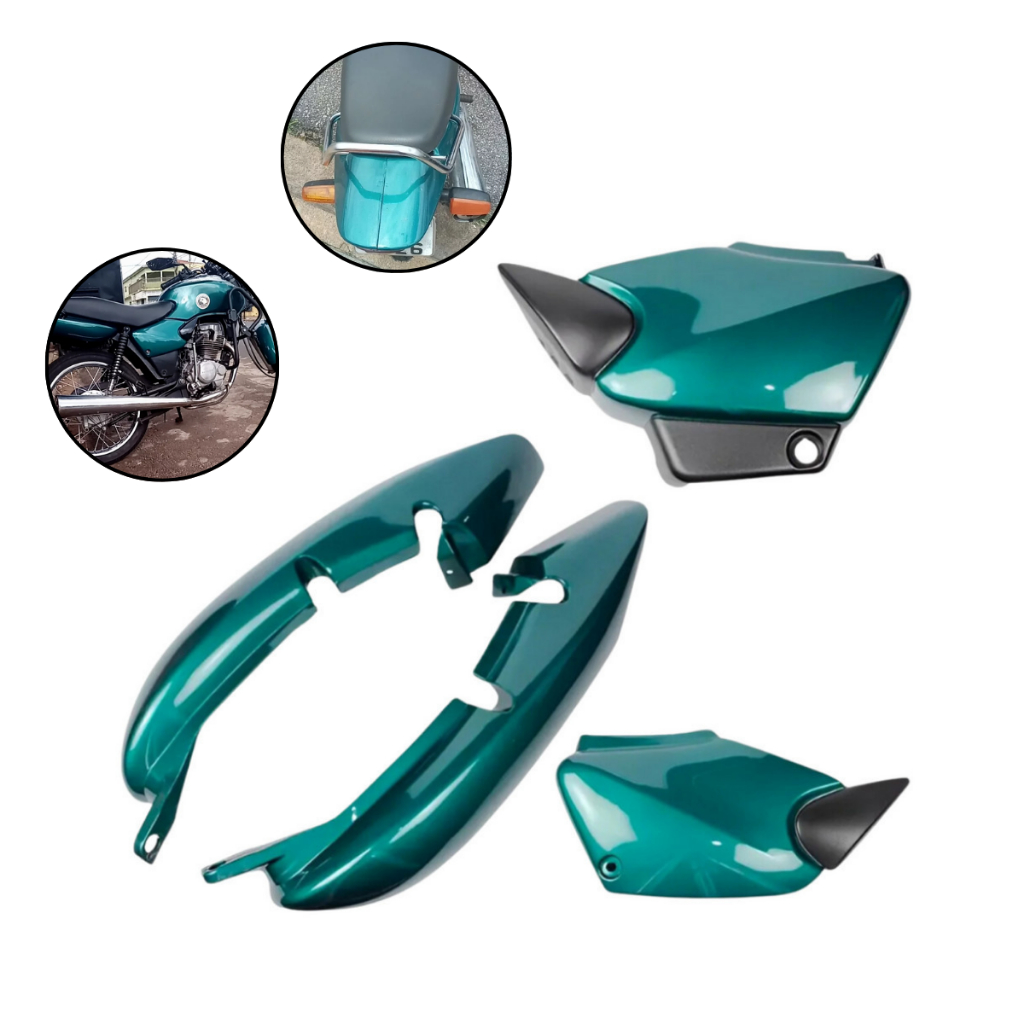 Rabeta + Tampa Lateral (par) Carenagem  Verde Titan 125 2000 2001 2002 2003 2004