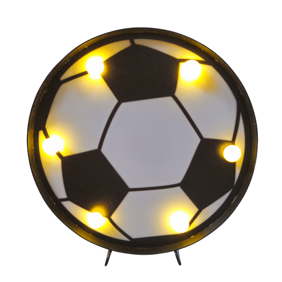 Bola de Futebol de Led Decoração 6 Leds 16x16 cm - Tema Esporte e Futebol