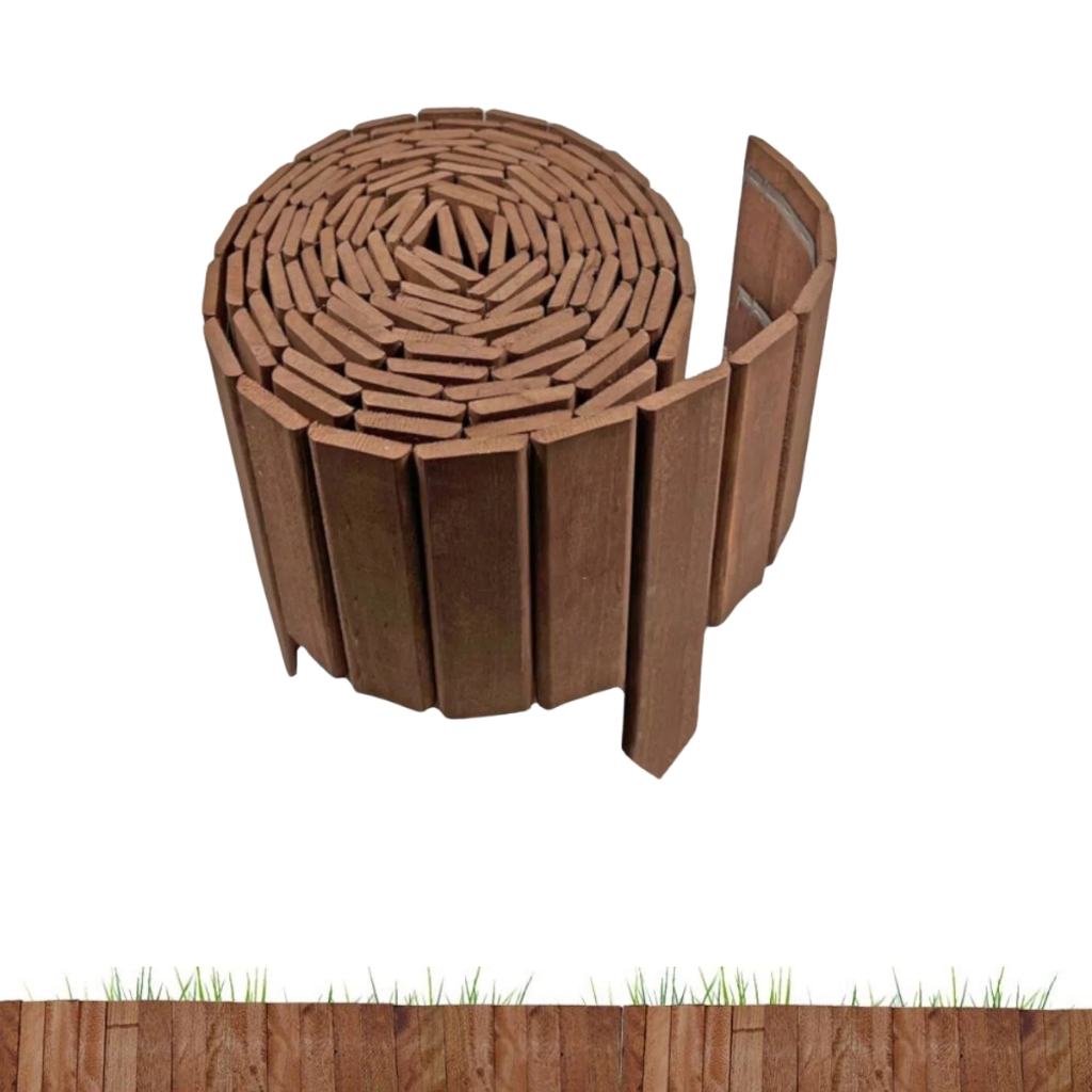 Kit 7 Metros Limitador de Jardim Seixo Grama Horta Cerca Madeira de Eucalipto