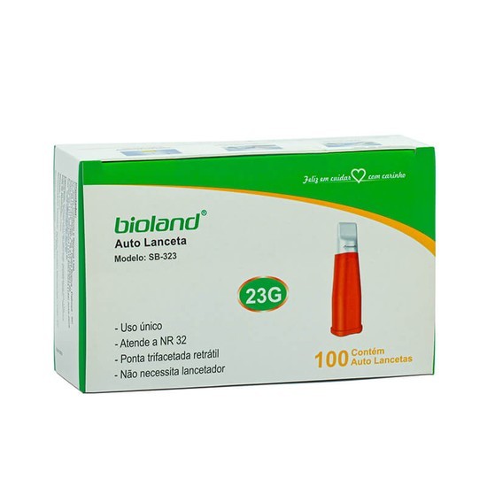 Auto Lanceta Retrátil 23g Contem 100 Uni - Bioland