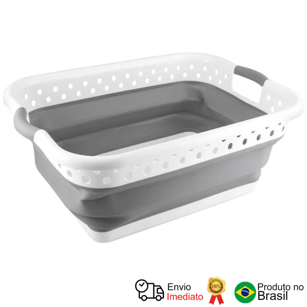 Cesto Dobrável Roupas 39 Litros Vonder em Oferta na Shopee
