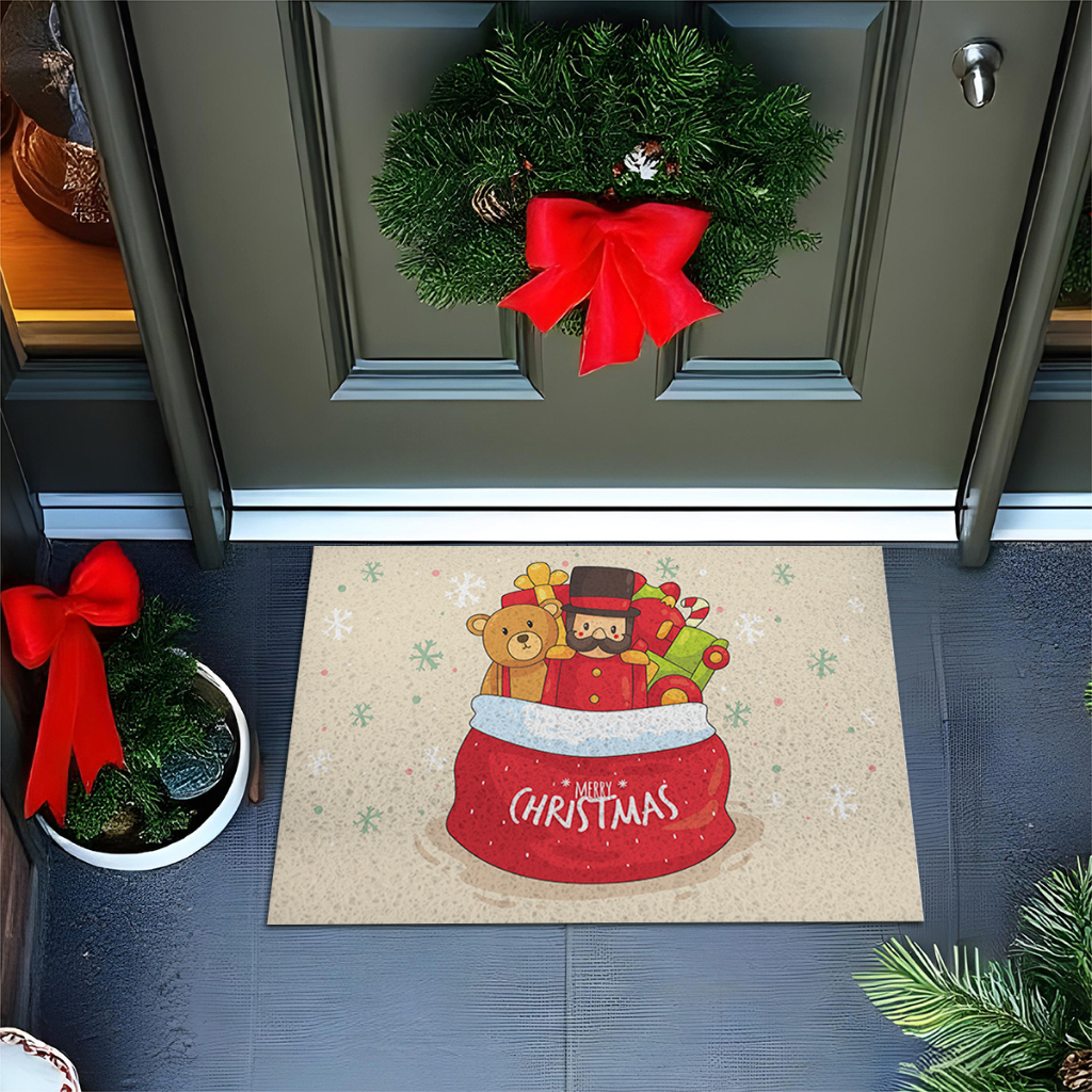 Tapete De Porta Capacho Divertido Merry Christmas Saco De Presente 60x40 Ca957
