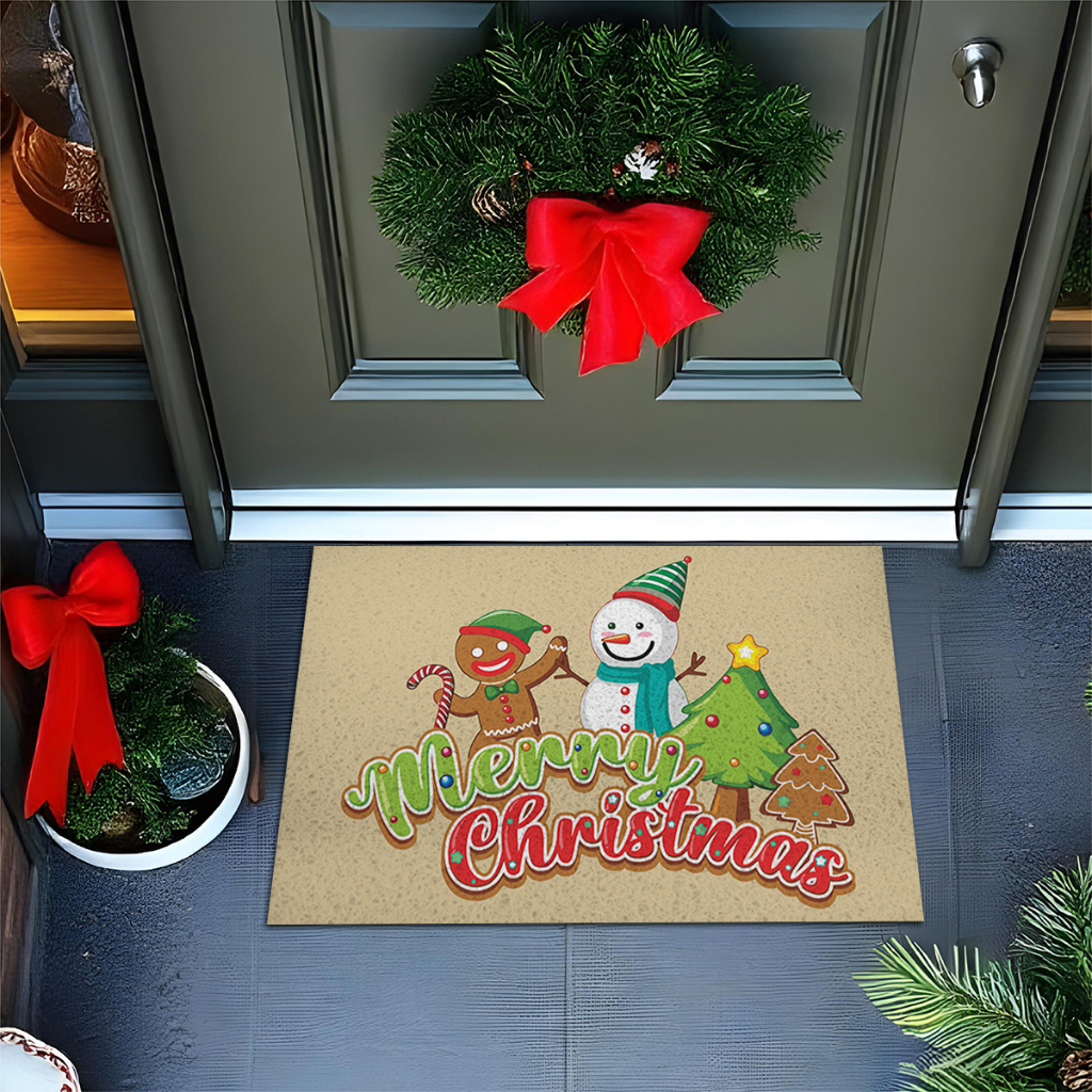Tapete De Porta Capacho Divertido Merry Christmas Biscoito 60x40 Ca958