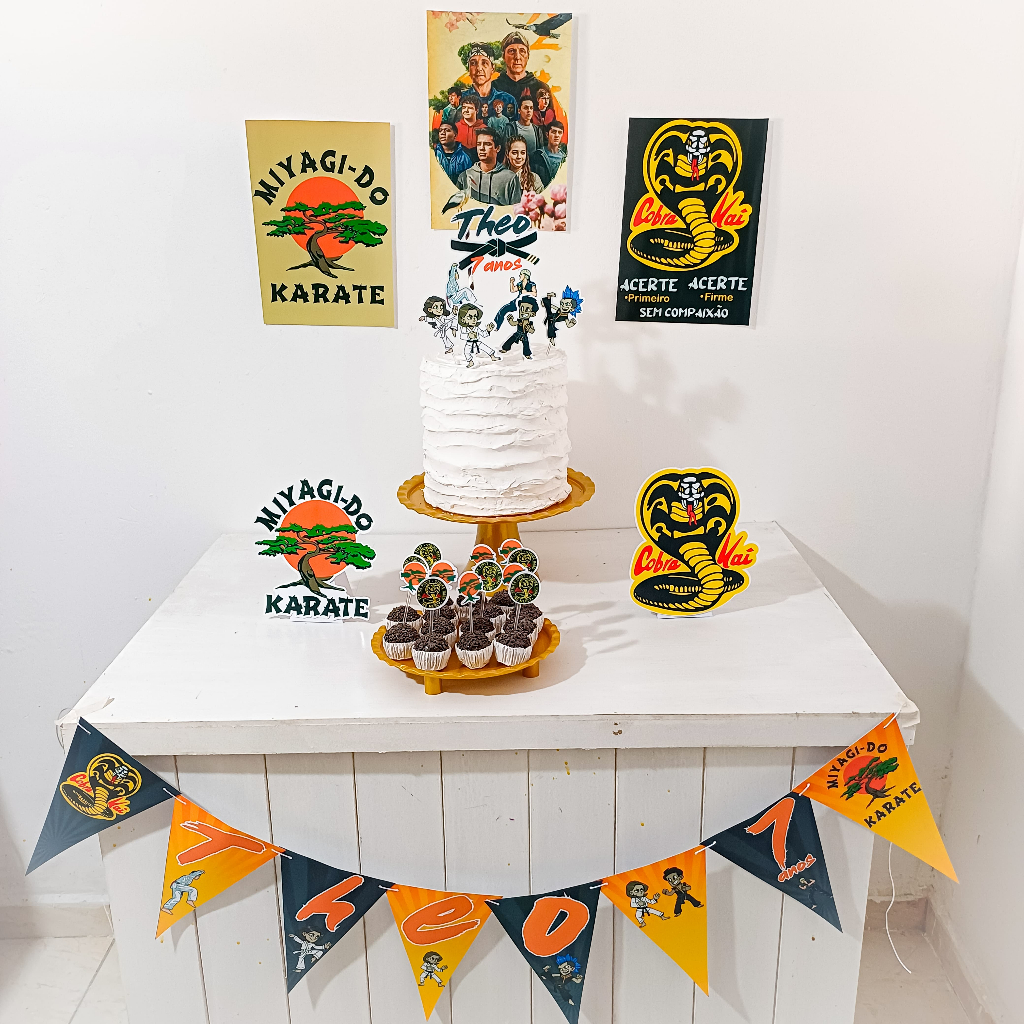 Kit Festa Cobra Kai Miagi Do Personalizado Só Um Bolinho Festa em Casa Aniversário Infantil adulto Mesversário