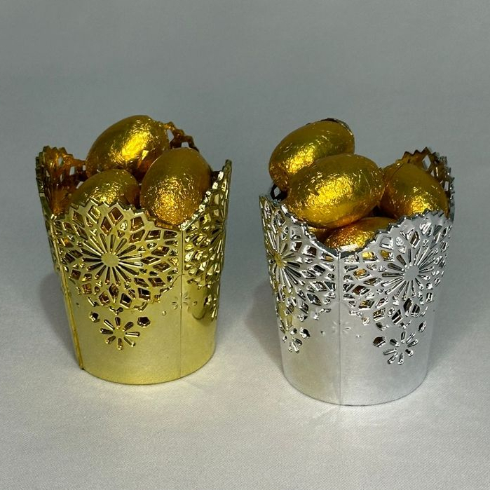 Kit 12 Cachepot Vaso de Lembrancinha Dourado e Prata Bodas de Ouro Decoração de Festa Enfeite