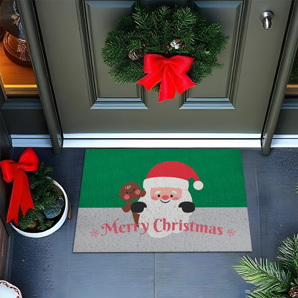 Tapete De Porta Capacho Divertido Merry Chritmas Papai Noel Barbudo Ca966
