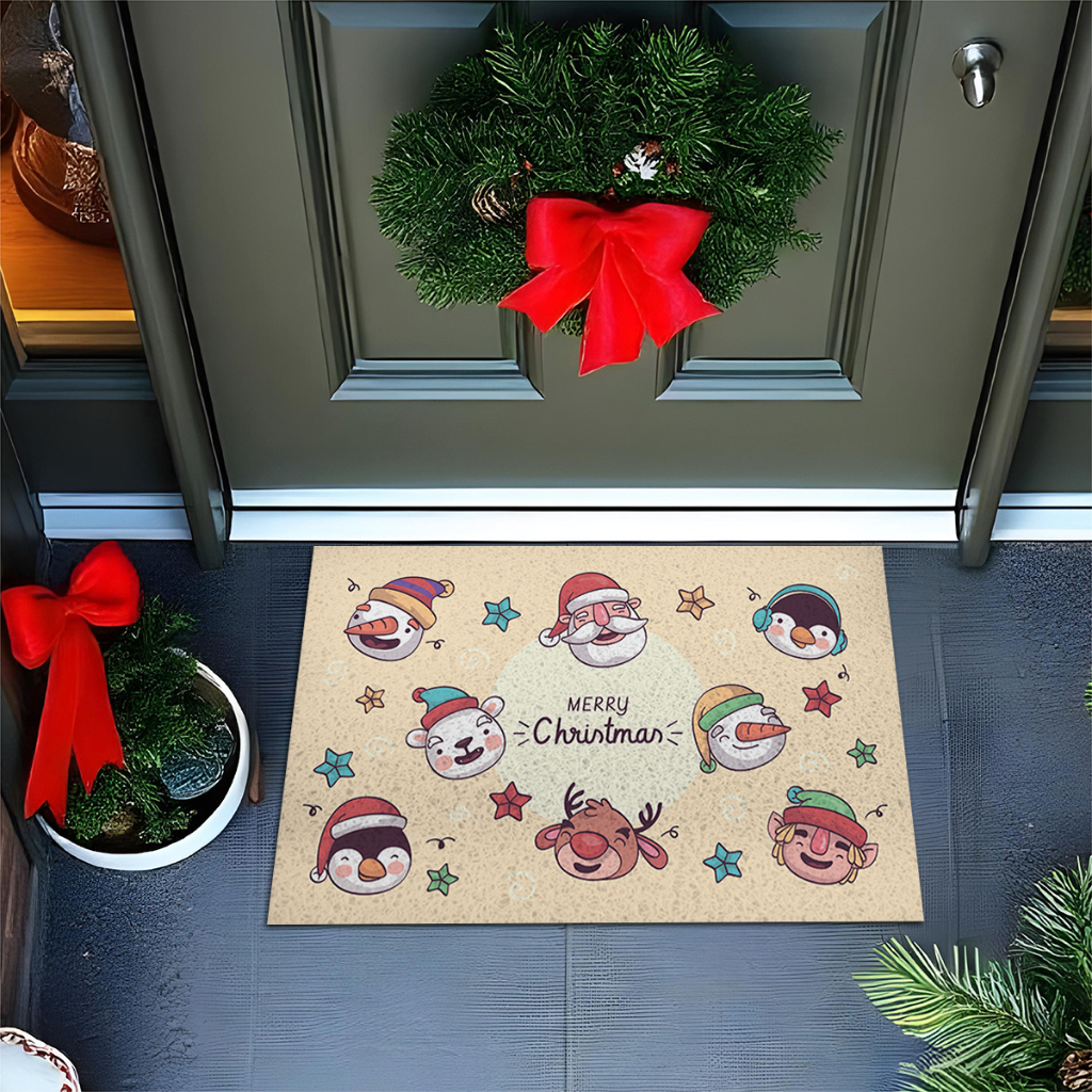 Tapete De Porta Capacho Divertido Merry Christmas Personagens Ca968