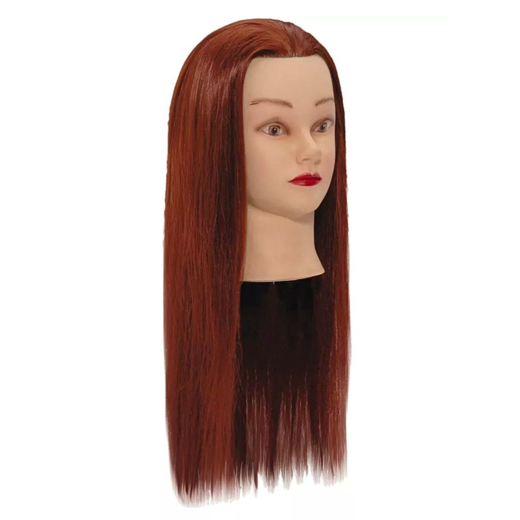 Cabeça de Boneca para Treino Cabelo Sintético Ruivo 36cm - Importada
