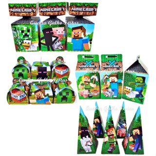 Minecraft Kit Lembrancinhas Papelaria 20 Caixinhas Minecraft Decoração em Oferta na Shopee