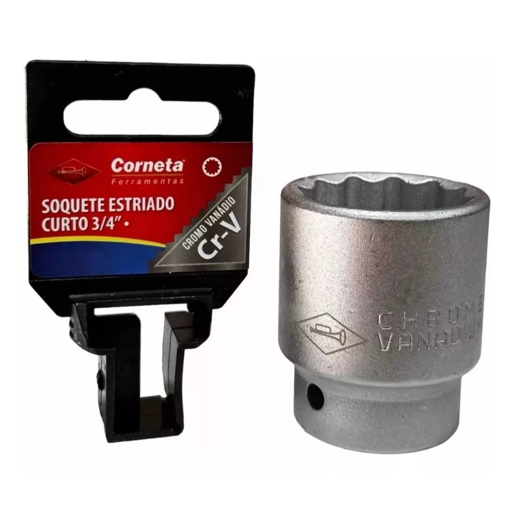 Chave Soquete Estriado 30mm X 3/4 Em Aço Cromo Vanadium - Corneta em Oferta na Shopee