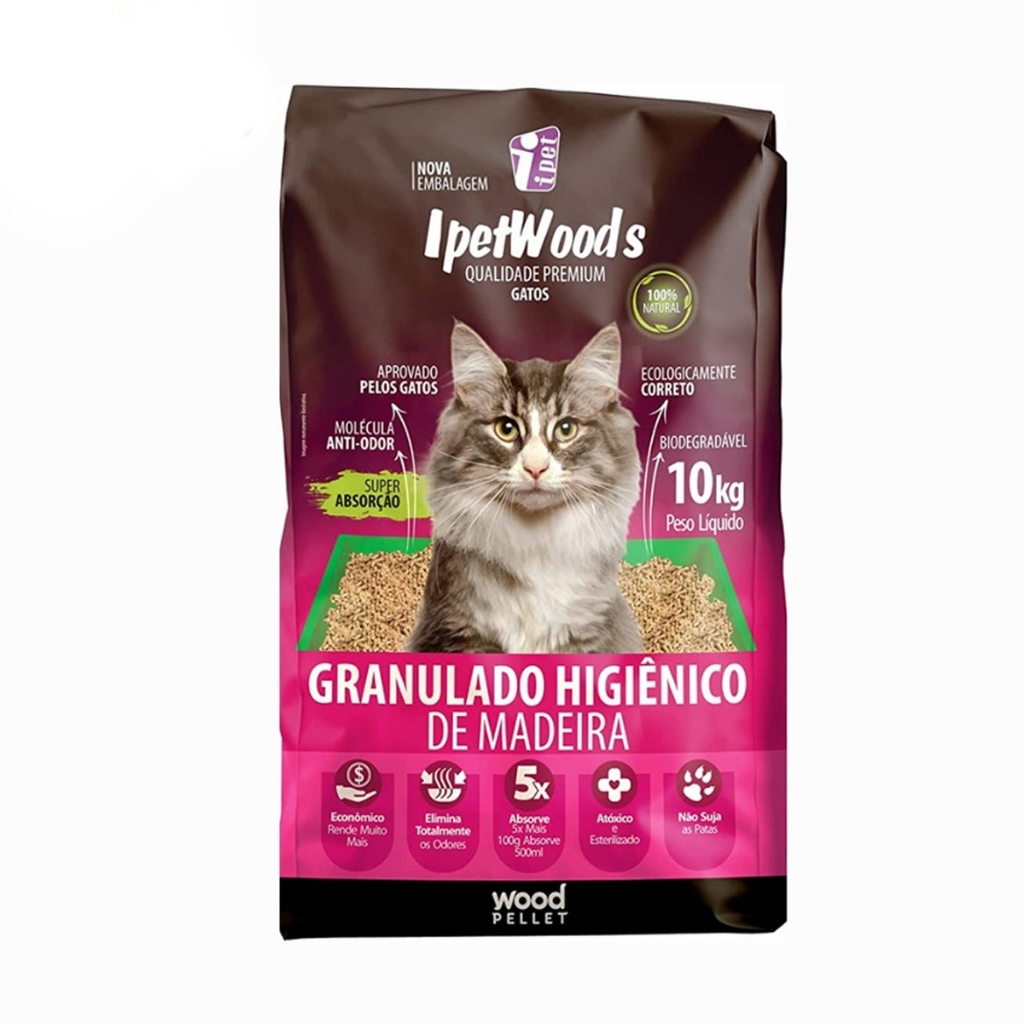 Granulado De Madeira Higiênico para Gatos Absorve 5x Mais em Oferta na Shopee