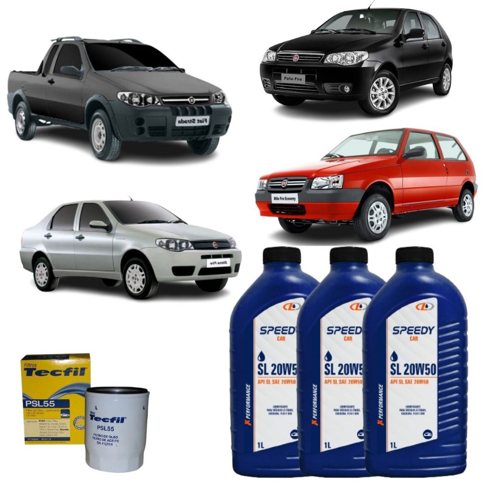 Kit Troca De Oleo Fiat Siena Palio Uno 1.0 1.4 Strada Idea Fiorino Palio Weekend 1.4 Fire 20W50
