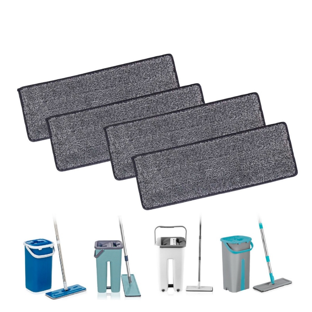2, 4 ou 6 Refil Para Mop Flat Microfibra Lava E Seca Limpa Fácil Reutilizável
