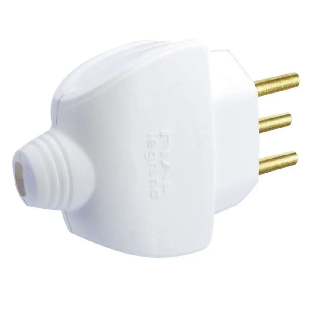 Plug Macho 2P+T 10A 250V Lateral/Axial Com Prensa Cabo Pial em Oferta na Shopee