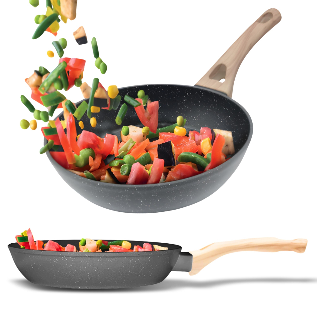 Frigideira Indução 28cm 2,55L Fundo Triplo Revestimento Antiaderente Creme - Bhz Store em Oferta na Shopee