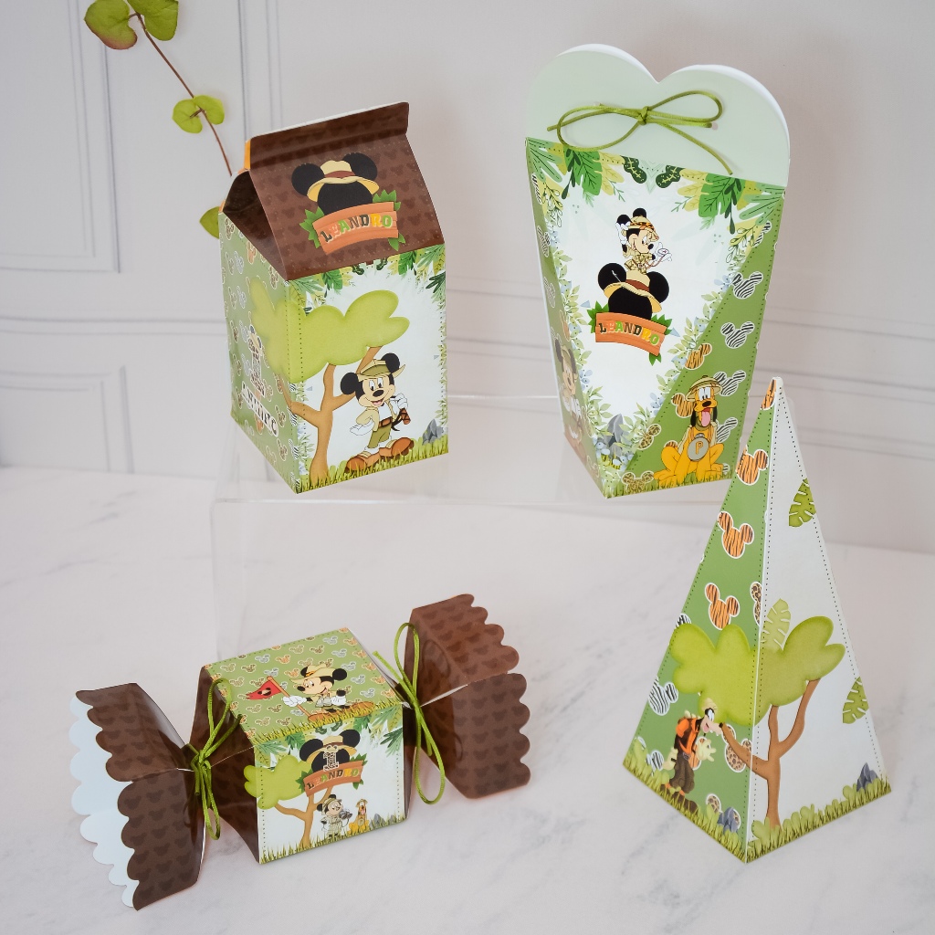 Kit Caixas Mickey Safari Personalizado | Lembrancinha de Aniversário Infantil Mickey Safari